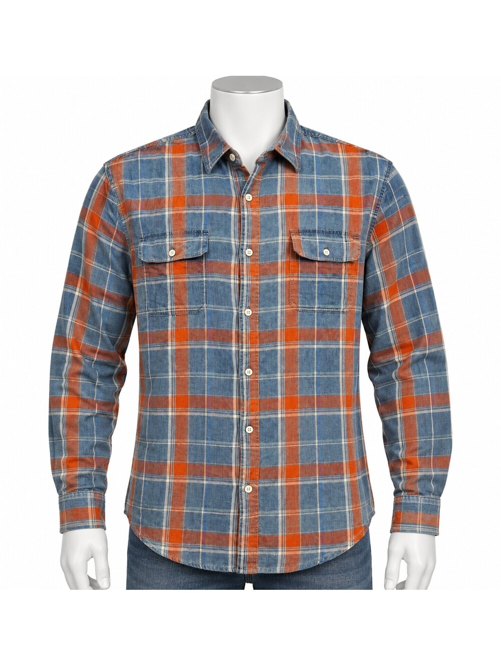 Lucky Brand Classic Fit True Indigo Men L Plaid Flannel Shrt